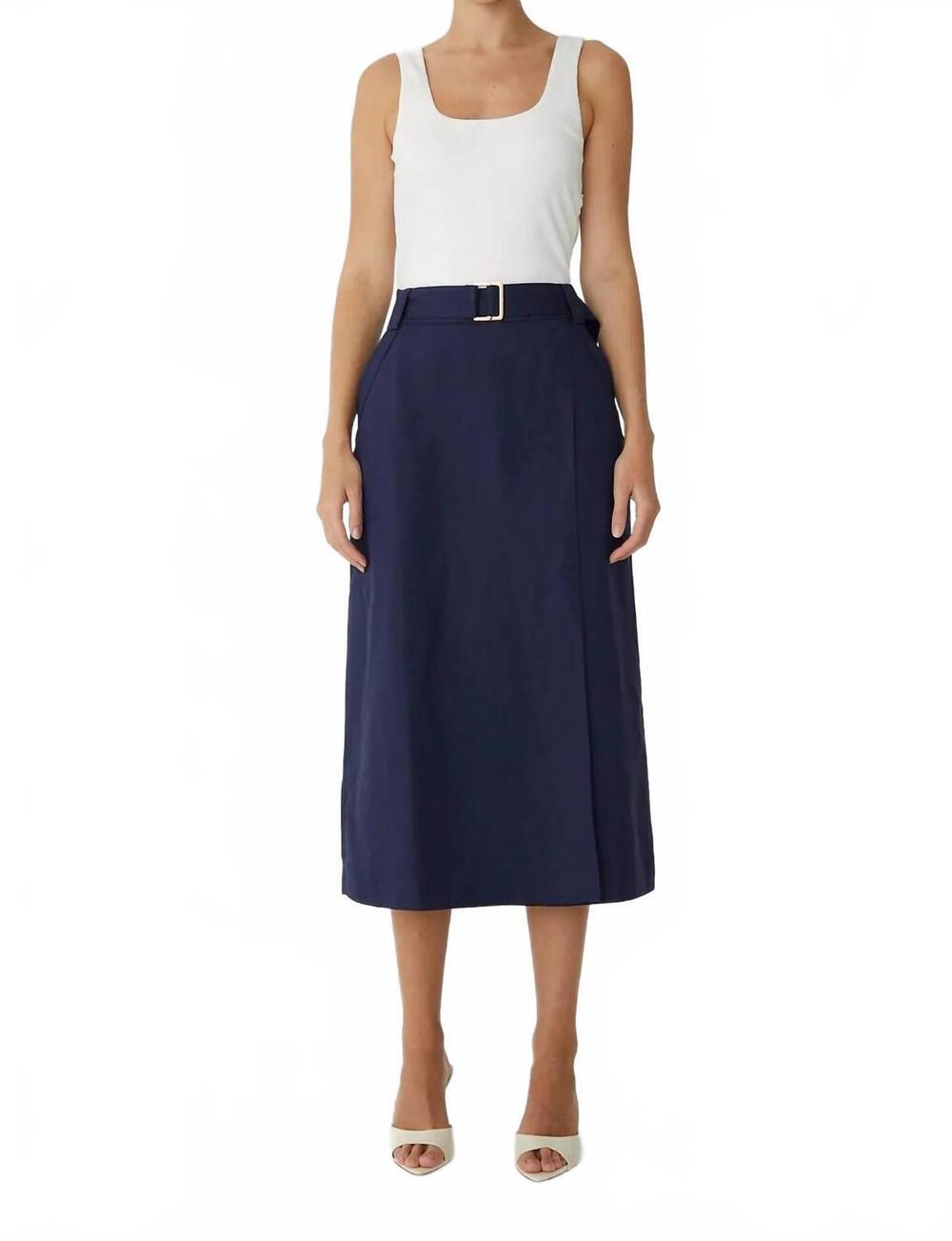 NEW JS71 two tone midi dress with belt in navy/white